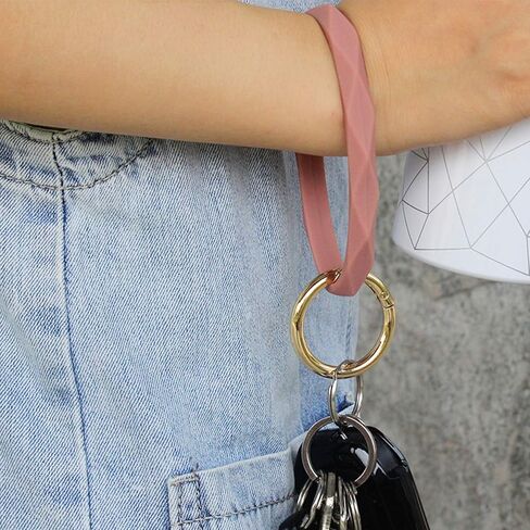 YAKA Silicone Wrist Rhombic Keychain Circle Bracelet Rubber Bangle Round Keyring in Kuwait