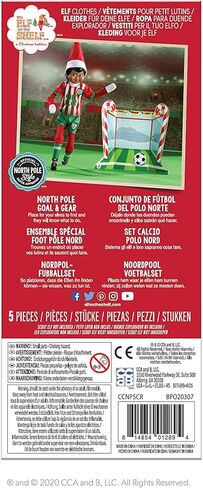 مجموعة صندوق تقاليد عيد الميلاد The Elf on the Shelf مع Elf (فتى ذو لون داكن)، وكتاب قصص وهدف القطب الشمالي وإكسسوارات Gear Claus Couture (حزمة متعددة العناصر) in Kuwait