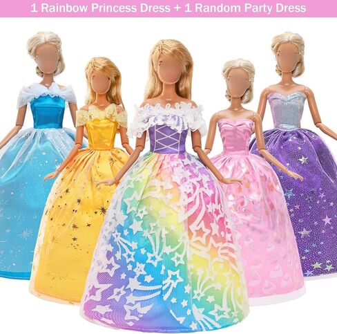 110 قطعة من ملابس الدمى وإكسسواراتها، فساتين عصرية، قمصان علوية، بناطيل، ملابس للحفلات، فساتين صغيرة، ملابس سباحة، أحذية بيكيني، شماعات أجنحة الأميرة، حقيبة يد لدمية مقاس 11.5 بوصة in Kuwait