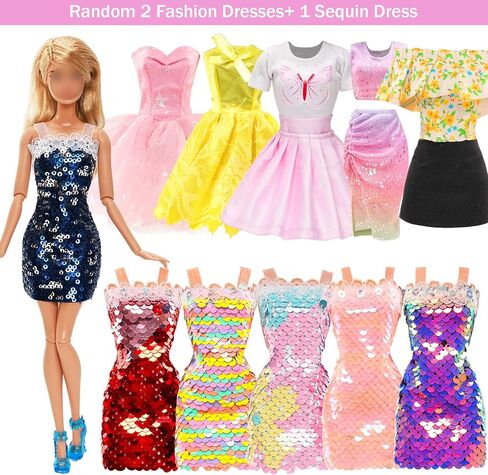 110 قطعة من ملابس الدمى وإكسسواراتها، فساتين عصرية، قمصان علوية، بناطيل، ملابس للحفلات، فساتين صغيرة، ملابس سباحة، أحذية بيكيني، شماعات أجنحة الأميرة، حقيبة يد لدمية مقاس 11.5 بوصة in Kuwait