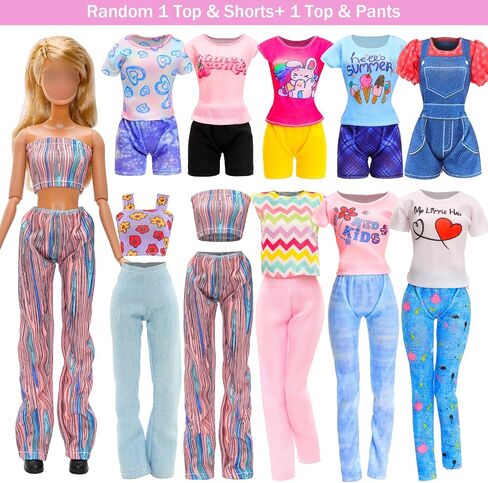 110 قطعة من ملابس الدمى وإكسسواراتها، فساتين عصرية، قمصان علوية، بناطيل، ملابس للحفلات، فساتين صغيرة، ملابس سباحة، أحذية بيكيني، شماعات أجنحة الأميرة، حقيبة يد لدمية مقاس 11.5 بوصة in Kuwait