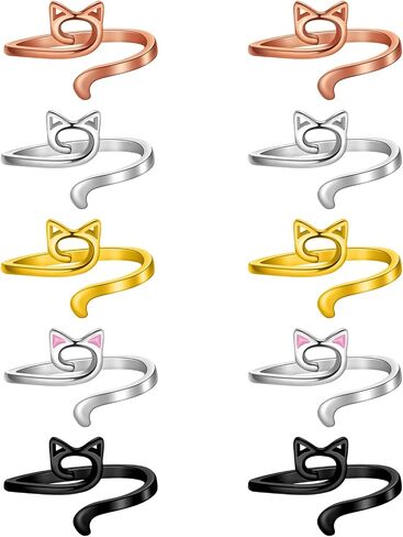 10 PCS Crochet Ring for Finger with Box Cat Ears Metal Open Crochet Rings Adjustable Yarn Tension Loop Ring 5 Colors Crochet Tension Ring for Mother Grandma in Saudi Arabia
