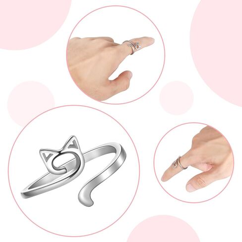 10 PCS Crochet Ring for Finger with Box Cat Ears Metal Open Crochet Rings Adjustable Yarn Tension Loop Ring 5 Colors Crochet Tension Ring for Mother Grandma in Saudi Arabia