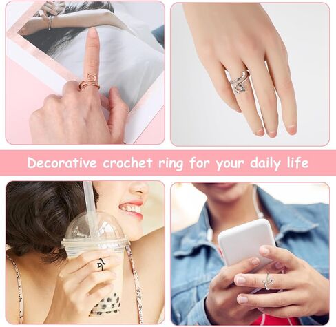 10 PCS Crochet Ring for Finger with Box Cat Ears Metal Open Crochet Rings Adjustable Yarn Tension Loop Ring 5 Colors Crochet Tension Ring for Mother Grandma in Saudi Arabia
