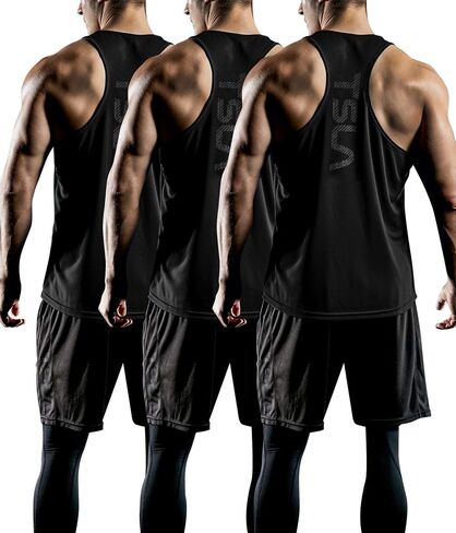 TSLA 3 Pack Men's Dry Fit Y-Back Muscle Workout Tank Tops, Athletic Training Gym Tank Top, Sleeveless Bodybuilding Shirts in Saudi Arabia