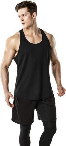 TSLA 3 Pack Men's Dry Fit Y-Back Muscle Workout Tank Tops, Athletic Training Gym Tank Top, Sleeveless Bodybuilding Shirts in Saudi Arabia