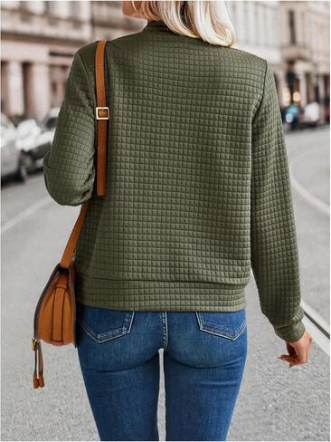 GORGLITTER Women's Bomber Shacket Jackets Long Sleeve Waffle Knit Zip Up Jacket Shirt Top in Saudi Arabia