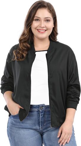 uxcell Women's Plus Size Bomber Jackets Lightweight with Pockets Zip Up Quilted Casual Coat Outwear in Saudi Arabia