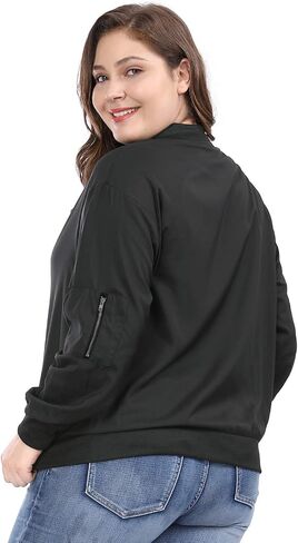uxcell Women's Plus Size Bomber Jackets Lightweight with Pockets Zip Up Quilted Casual Coat Outwear in Saudi Arabia