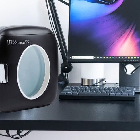 Uber Appliance UB-XL1 ثلاجة صغيرة محمولة شخصية 12 علبة تبريد وتدفئة حرارية للداخلية/الخارجية - غرفة النوم، المكتب، النوم، السيارة، القارب، RV - 110 فولت تيار متردد و12 فولت تيار مستمر متضمنة - أسود مطفي in Kuwait
