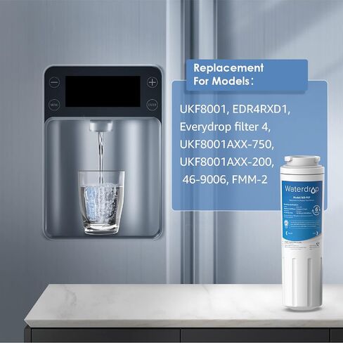 Waterdrop UKF8001 Refrigerator Water Filter 4, Compatible with Whirlpool EDR4RXD1, EveryDrop Filter 4, Maytag UKF8001AXX-750, UKF8001AXX-200, 46-9006, Puriclean II, WF-UKF8001 in Saudi Arabia