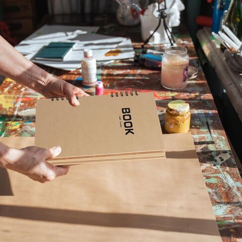 SuyuanArt A5 Toned Tan Sketch Pad, 5.5" x 8.5" (1 Pack, 50 Sheets) - Spiral Bound Mixed Media Sketchbook for Drawing, Doodling, Sketching & Painting - Acid Free, Artist Paper for Charcoal, Pencil, Pen in Kuwait