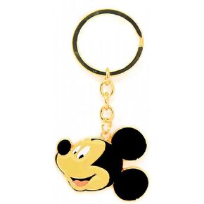 UPD Disney Mickey Mouse Keychain - Multicolor 3D Mickey Mouse Head Silver Charm - Fashionable Stylish Metal Alloy Durable Key Ring Bling Crystal Jewelry Accessory with Clasp - 3 Inches