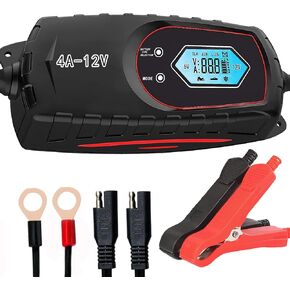 Car Battery Charger and Maintainer, 6V 12V Fully Automatic Smart Battery Charger, Trickle Charger Multipurpose Set for Trucks, Motorcycles, Lawn Mower, Boat, Scooter