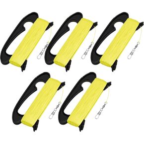 IMAGE Kite Spool Handle 5 Pack - 100M/328 Feet سلسلة طائرة ورقية من النايلون عالي القوة مع مقابض ومشابك توصيل سريعة، أداة رياضية خارجية متينة ومشرقة ونابضة بالحياة