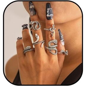 Atiptu Vintage Gothic Knuckle Rings Set for Women Stackable Joint Finger Rings Skeleton Skull Rings Hallowmas Rings Set Snake Rings Bats Spider Chunky Rings Jewelry