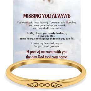 For Memorial - Heart With Wings Thin Ring For Women, Missing You Always Rings Lost Loved One Personalized Gift Jewelry