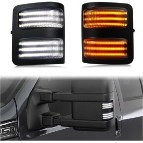 LED Side Mirror Marker Running & Turn Signal Lights Fit For F250 F350 F450 F550 Super Duty 2008-2016 Switchback White DRL and Amber Sequential Side Towing Mirror Aftermarket Replacement