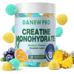DANEW PRO Creatine Monohydrate Gummies 5000mg for Men & Women, Chewables Creatine Monohydrate Supplement(120 Count)-Blueberry Flavor