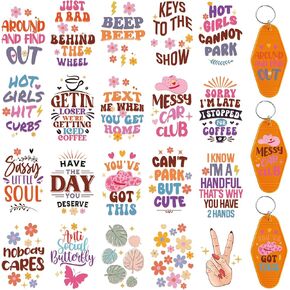 UV DTF Transfer Stickers: 80 Pieces Small UV DTF Motel Keychain Decal, Boho Butterfly, Cactus, Flower, Bible Verses Waterproof UVDTF Motel Keychain Wraps Stickers for Hotel Key Chains