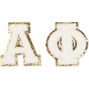 Sorority Shop Alpha Phi Chenille Letter Stickers - Adhesive Back, Set of 2 Greek Letters