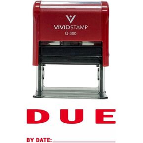 Due by Date Self Inking Rubber Stamp (Red Ink) - Large