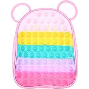 PURAVA Pino Products Pop It Backpack for Girls Age 3+ - Stylish Functional Mini Pop Backpack for Kids - Waterproof and Durable Backpack - Fake Leather and Silicone- Personalized Lightweight Backpack