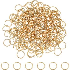 UNICRAFTALE 200Pcs Real 18K Gold Plated Jump Rings 18 Gauge Open Jump Rings 10mm Round Jump Rings Stainless Steel Jump Rings for DIY Earring Bracelet Key Chain Necklace Jewelry Making