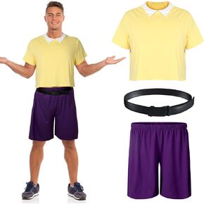 Halloween Costumes for Adult Television Show Costume Men's Yellow Shirt and Purple Shorts Suit for Halloween Dress Up