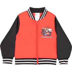 Nintendo Super Mario Bros Boys Bomber Jacket, Zip-Up Varsity Jacket for Kids and Toddlers