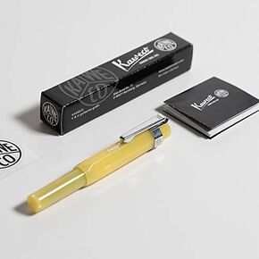 Kaweco Frosted Sport Fountain Pen Sweet Banana, Fine Nib Sport Octagonal Clip Chrome (2019 Novelty.).