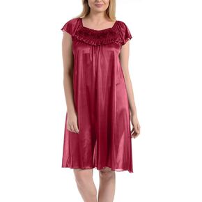 Ezi Satin Nightgowns for Women - Soft & Breathable Knee-Length Night Gowns - Adult Womens Nightgown M - Plus Size