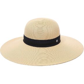 Pineapple&Star Jeune Wide Brim Sun Straw Beach Hat Fine Braid UPF50+ for Women