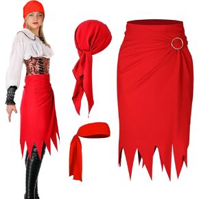 Yinder Halloween Pirate Costume Women Pirate Skirt Pirate Headband Bandana Accessories Cosplay Costume for Men Women