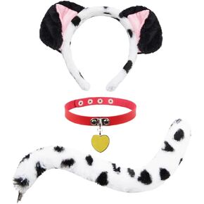Dalmatian Ears Headband Tail Dalmatian Costume Adult Puppy Ears Headband Tail for Women Halloween Dalmatian Dress Up