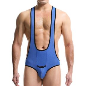 Mens Bodysuits Jockstrap Breathable Wrestling Singlet Jumpsuit Thong G-string Underwear Leotard