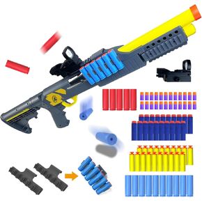 AGM MASTECH Toy Gun Models Foam Blasters (28-Inch) Soft Bullet Shotgun, Empty Shell Ejecting Design, Perfect for Indoor and Outdoor Play. with 15 Shells 64 Soft Darts 2 Ammunition Racks.