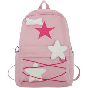 Y2K Backpack Star Backpack Preppy Backpack Cute Aesthetic Backpack Women College y2k Accessories (pink)