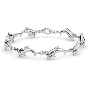 Shop LC Dolphin Link Charm Bracelets for Women 925 Sterling Silver Ocean Jewelry Beach Gifts for Women Size 7.25" Christmas Gifts