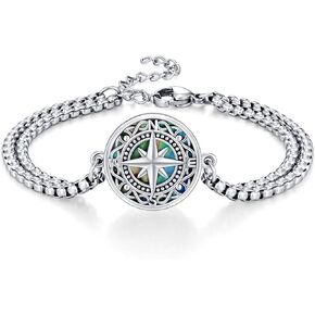 Compass Bracelet for Women 925 Sterling Silver Compass Bracelet for Graduation Cetic Compass Jewelry Bracelet for Women