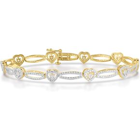 NATALIA DRAKE 1/10 Cttw Heart Link Diamond Tennis Bracelet for Women in 925 Sterling Silver Color I-J/Clarity I2-I3