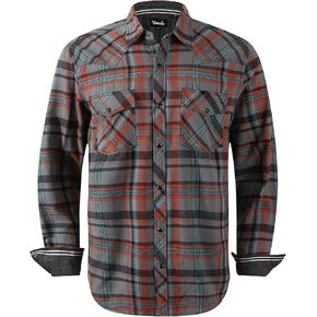 Men's Western Flannel Casual Shirt Two Pocket Long Sleeve Snap Shirt