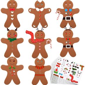 28 Piece Christmas Gingerbread Man Craft Kit DIY Foam Gingerbread Man for Christmas Holiday Ornament Gingerbread Man Christmas Tree Ornaments Self-Adhesive Sticker Sheets for Xmas Tree Decorations
