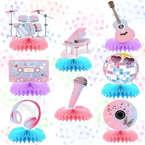 Music Birthday Honeycomb Centerpieces 8PCS In My Birthday Era Girls Birthday Party Table Centerpieces Popular Music Era Fans Singer Party Table Centerpieces Supplies