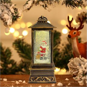 Christmas Snow Globe Lantern - Glittering Water Snow Globe with Light & Music,Ideal Gift for Family, Kids and Friends, Halloween, Christmas Decorations Indoor