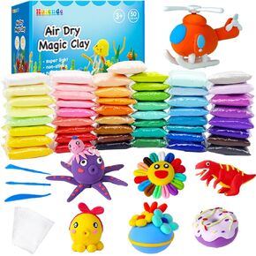 Modeling Clay Kit, 50 Colors Candy Modeling Clay for Kids, DIY Molding Magic Clay with Tools, Soft & Ultra Light, Arts and Crafts Gift for Boys & Girls Ages 3+ (50 Colors)
