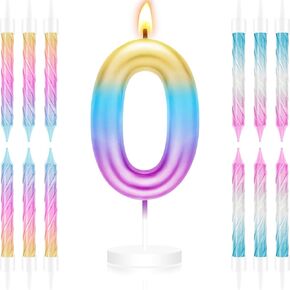 13 Pcs Rainbow Birthday Candles Number Candles - 0 to 9 Number Candles & Rainbow Spiral Candles, for Baby Girl Boy Birthday Cake Topper Wedding Anniversary Baby Shower Party Decoration (Number 8)