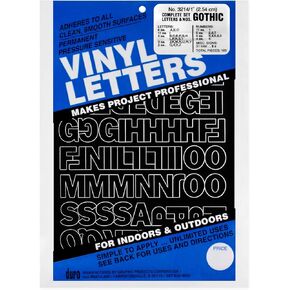 Graphic Products Duro 1-inch Gothic Vinyl Letters and Numbers Set, Black