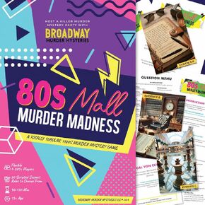 80s Mall Murder Madness | A Totally Tubular 80s Murder Mystery Game | Murder Mystery Games Dinner Party | 80s Murder Mystery | Flexible 4-20+ Players | Physical Game Kit