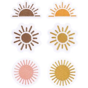 Thinp 6 Pcs Sun Iron On Patches for Clothes,Sun Vintage Patches Small Iron On Patches Boho Hippie Applique Embroidery Patches for Clothing Jeans Backpacks Hat Jacket Crafts DIY